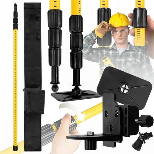 ROZPĚRNÁ TYČ 3M PRO LASEROVOU VODOVÁHU STATIV PRO LASER+ ADAPTÉR ÚKOSŮ