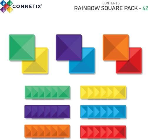 Connetix Tiles Rainbow čtverce 42 ks