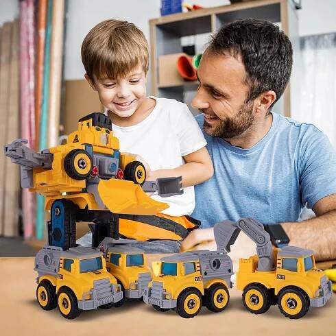 Robot transformující se na stavební auta 5 kusů