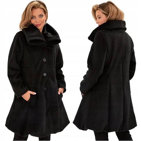 Alpi Moda dámský kabát černý rozevřením bez kapuce