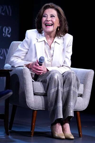 Kelly Bishop speaks during "Etoile" in conversation with Luke Kirby, Gideon Glick and Kelly Bishop at 92NY on 