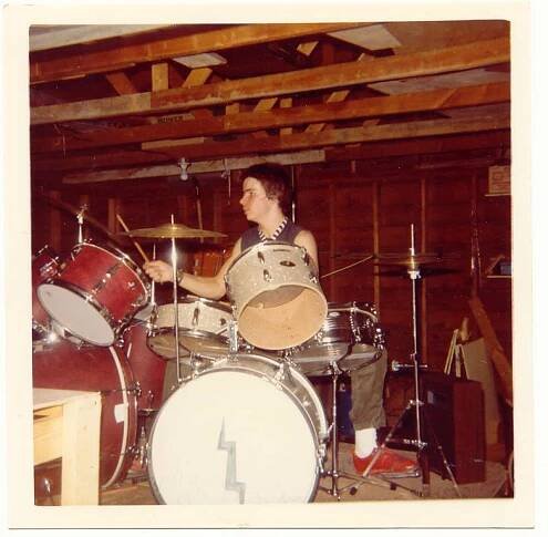 Evan Jones playing drums 