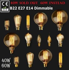 E14 E27 B22 Vintage žárovky ve starožitném stylu Edison žárovka do průmyslových vláken