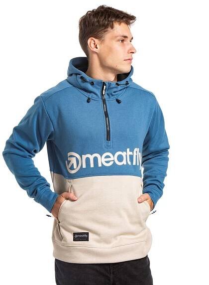 Pánská technická mikina Meatfly Tason, Slate Blue/Sand