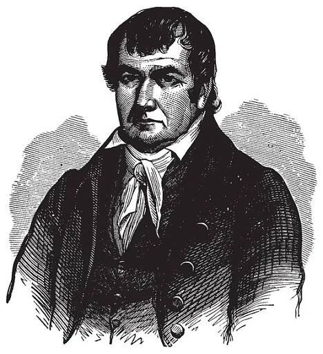 James Robertson, 1742-1814, byl americký badatel, voják a jeden z otců-zakladatelů státu Tennessee, vintage kreslení čar nebo gravírování obrázku — Ilustrace