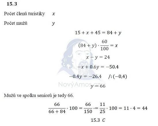 Přijímací test z matematiky na střední školy - 1. náhradní termín - řešení úlohy 15