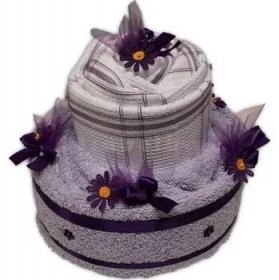 Textilní dort s utěrkami pro ženu fialová