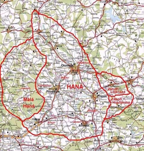 Další novodobý pokus o vymezení hranic regionu Haná Zdroj: kosir-kostelec.webnode.cz