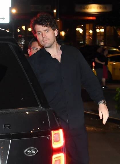 Austin Swift leaving a restaurant in New York City.