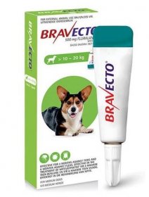Bravecto Dog M, spot-on roztok pre stredne veľké psy (od 10 do 20 kg), 500mg