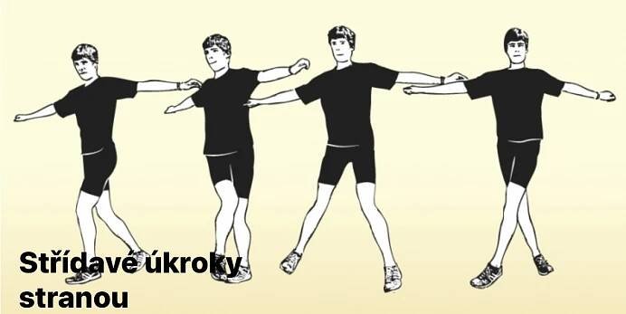 Běžecká abeceda, základ běžecké gramotnosti - střídavé úkroky stranou