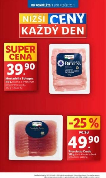 Akční leták týdne Lidl, platný od 20. 1. do 28. 1.