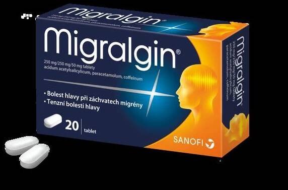 Migralgin je volně prodejným lékem na migrénu.