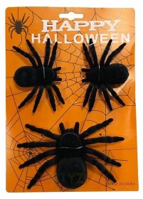Halloween dekorace semišoví pavouci (3ks)