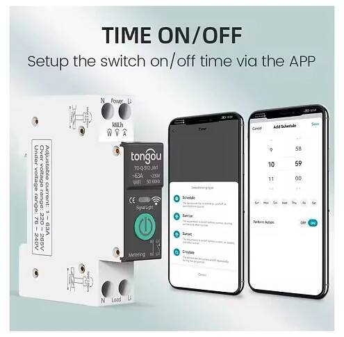 WiFi stykač Tuya Designo pro DIN lištu Chytrý WiFi stykač SYS2 na DIN lištu až 63A Smart Life Tuya