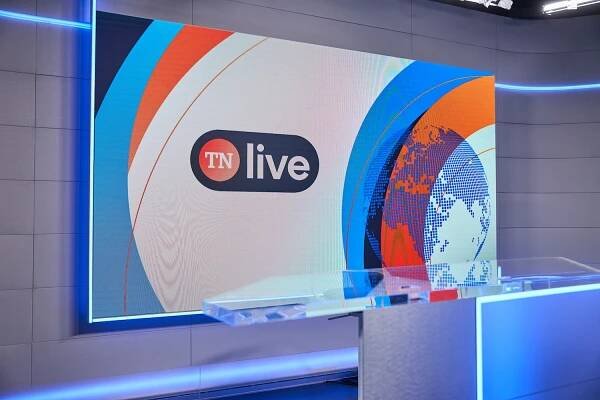 Ústřední plazmová obrazovka ve studiu TN Live. Foto: TV Markíza