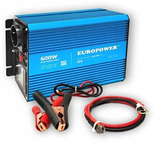 MĚNIČ NAPĚTÍ NAPĚTÍ INVERTOR EUROPOWER 12 V DC / 230 V AC 600 W / 1200 W ČIS