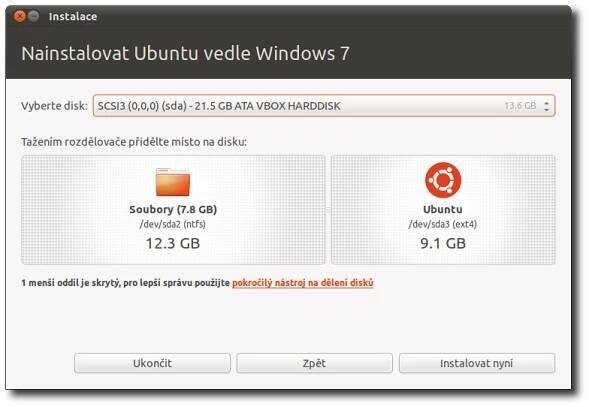 Rozdělení disku při instalaci Linuxu Ubuntu k Windows - Základy Linuxu