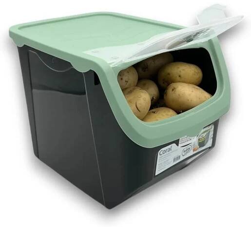 Skladovací box na cibuli a brambory, černý a mátový (12l) - usporadejto.cz