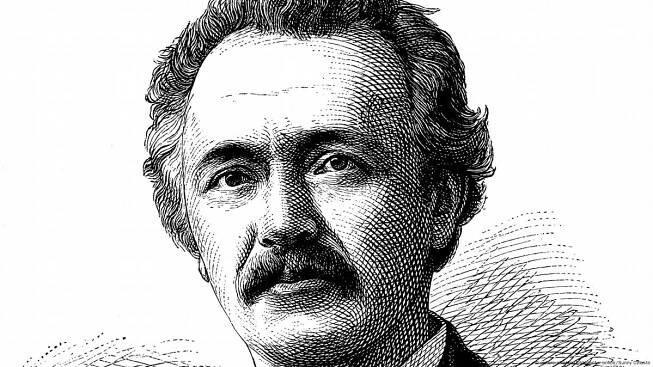 Woodcut portrait of Heinrich Schliemann 1822 - 1890.