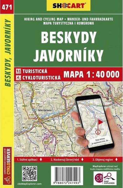 Beskydy Javorníky turistická mapa 1:40 000