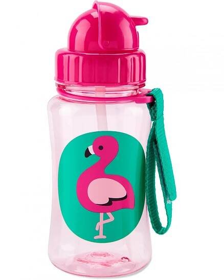 SKIP HOP Zoo Hrnek s brčkem bez PVC a BPA Plameňák 12 m+