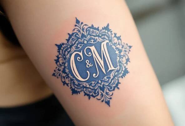 Tetování písmena, monogramy na ruce