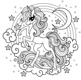 A Unicorn with a distinctive style - Unicorns Adult Coloring Pages