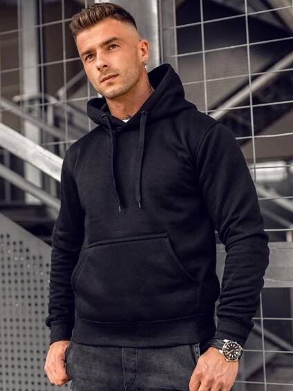 Černá pánská mikina na zip s kapucí anorak Bolf 2009A