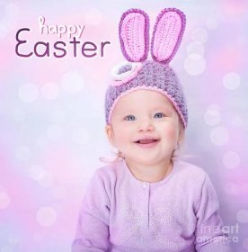 Easter Photograph - Cute baby Easter bunny by Anna Om