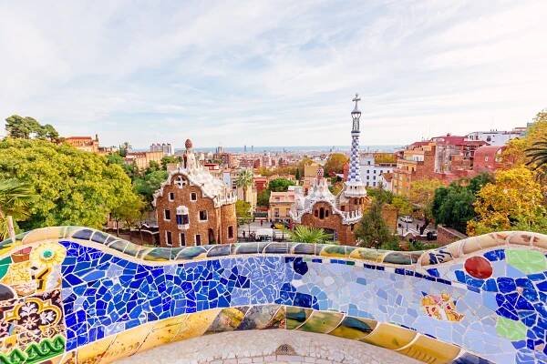 Barcelona skyline with colorful buildings on, Alexander Spatari