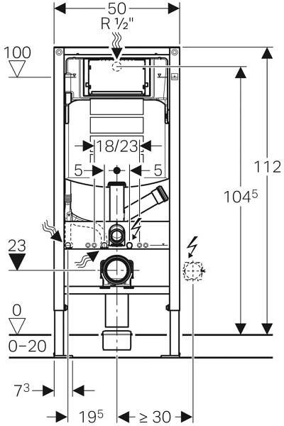 Geberit Duofix modul pro WC, 112cm, pro odsávání zápachu s odvodem vzduchu, UP320 111.364.00.6 (111.364.00.6)