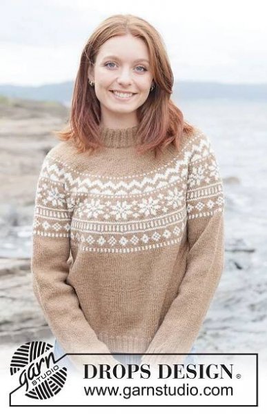Maple Whisper Sweater / DROPS 262-5 - Strikket genser i DROPS Lima eller DROPS Karisma. Arbeidet strikkes ovenfra og ned med rundfelling, nordisk mønster og dobbel halskant. Størrelse XS - XXXL.
