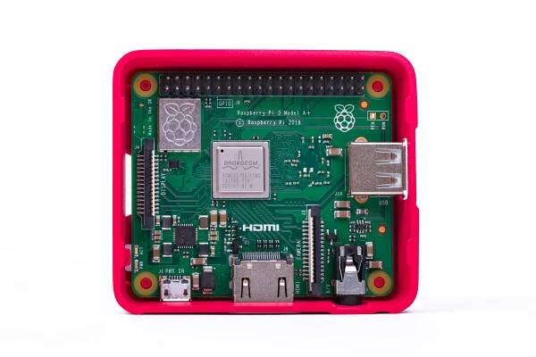 Raspberry Pi 3 Model A+ in case without lid