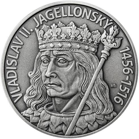 Vladislav Jagellonský - 500. výročí úmrtí stříbro patina