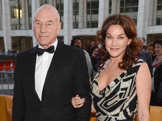 Patrick Stewart and Sunny Ozell attend the 2012 Metropolitan Opera Season Opening Night performance of 