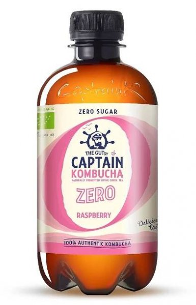 Captain Kombucha ZERO Bio Nápoj z kombuchy bez cukru - malina (400ml)