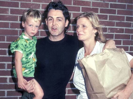 Paul McCartney, and Linda McCartney with their son James McCartney. (Photo by Ron Galella/Ron Galella Collection via Getty Images)