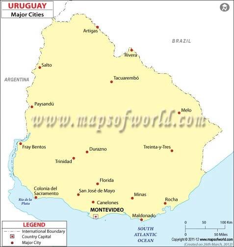 Uruguay Cities Map