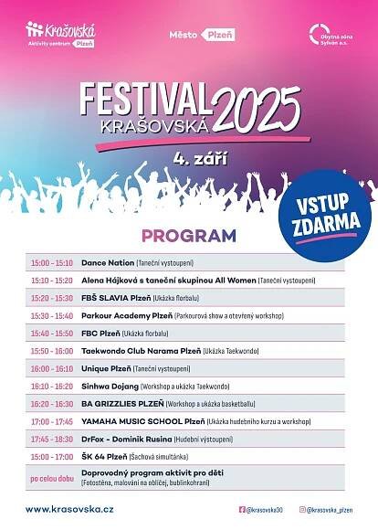 FESTIVAL KRAŠOVSKÁ 2025 / Program – Krašovská Aktivity centrum Plzeň
