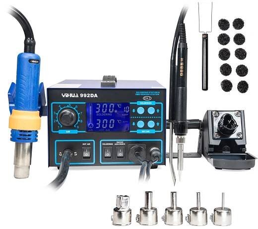 Pájecí stanice HotAir + mikropájka s odsáváním zplodin Yihua 992DA 720W 100-480