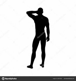 Stáhnout - Silueta muže stojící v pozici Velmi hladké a detailní. Vektorová ilustrace. — Ilustrace