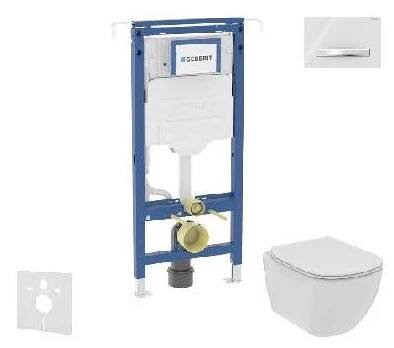 Geberit Set předstěnové instalace, klozetu a sedátka Ideal Standard Tesi, tlačítka Sigma50, Rimless, SoftClose, alpská bílá - SANI11CD3122