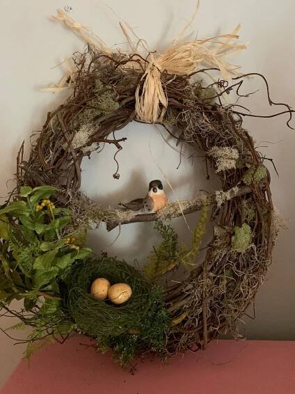 DIY Spring Wreath with Bird and Eggs