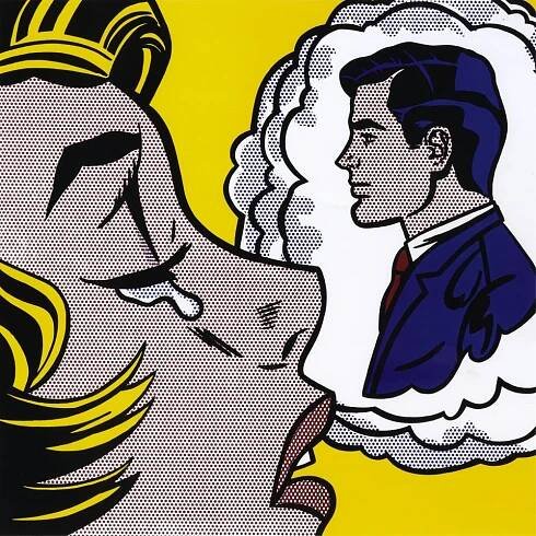 ROY LICHTENSTEIN, America (1923-1997), Thinking of Him, decorative print after original, 56 x 55.5 cm. (22.0 x 21.8 in.), frame: 89 x 89 x 4 cm. (35.0 x 35.0 x 1.5 in.)