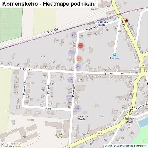 Mapa Komenského - Firmy v ulici.
