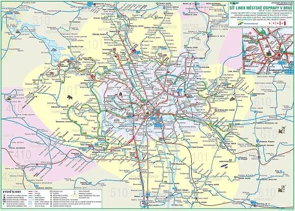 IDS JMK - Plán a mapa sítě linek Jižní Morava a MHD Brno 