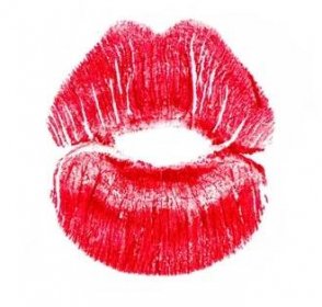 Červená rtěnka mark krásné velké rty kiss, samostatný na průhledném pozadí — Stock obrázek