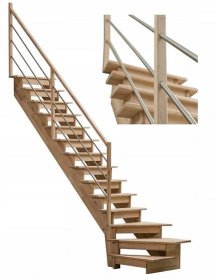 Dřevěné schodiště Ošetřené Levé Bukové INOX