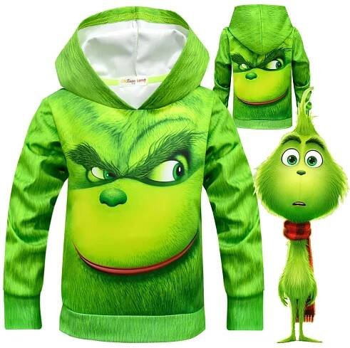 Grinch - dětská mikina s kapucí 3D potisk, různé velikosti | Aukro